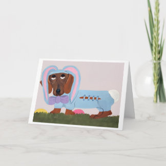 Dachshund Easter Bunny Card Kort