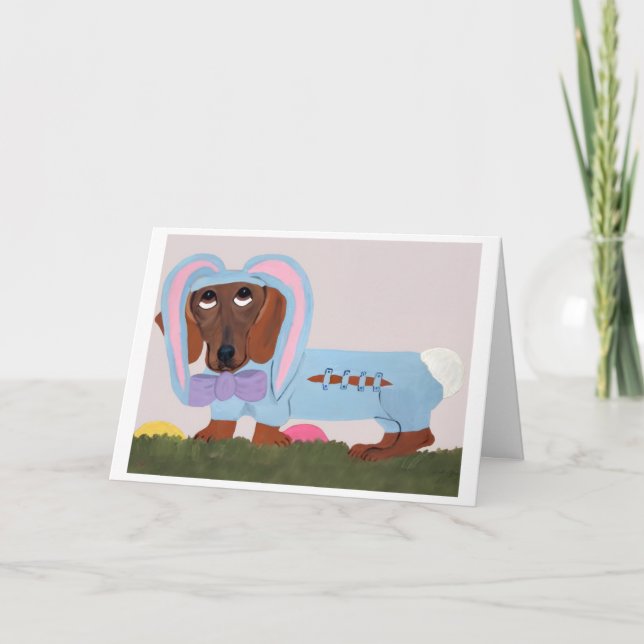 Dachshund Easter Bunny Card Kort (Framsida)