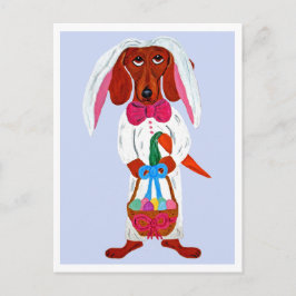 Dachshund Easter Bunny Helg Vykort