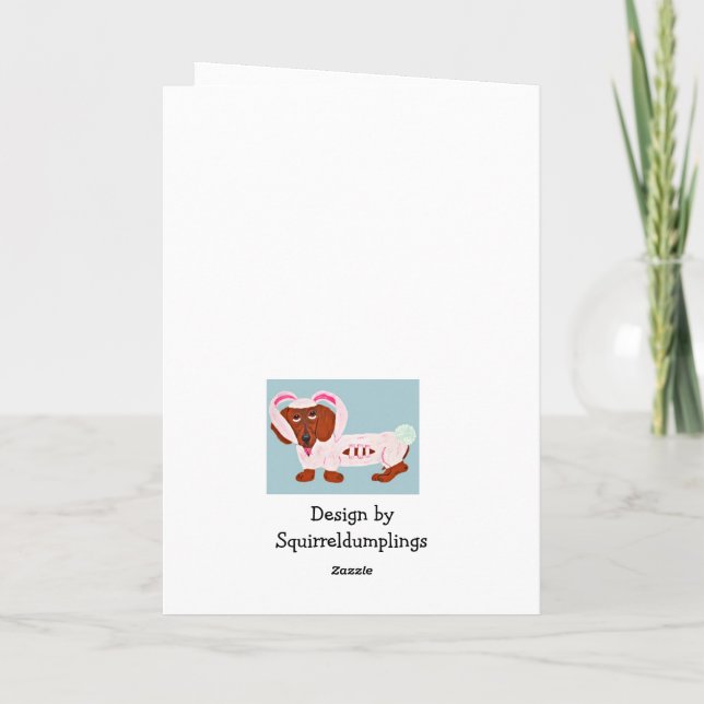 Dachshund Easter Bunny Helgkort (Baksida)
