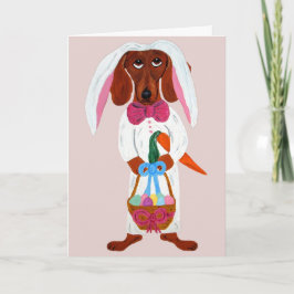 Dachshund Easter Bunny Helgkort