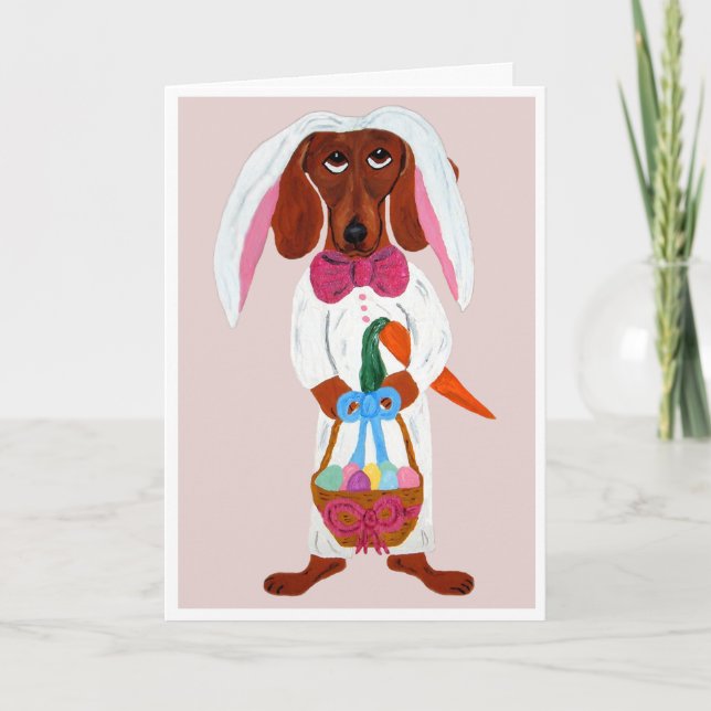 Dachshund Easter Bunny Helgkort (Framsida)