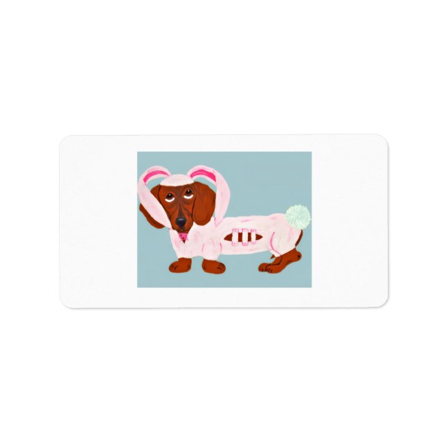 Dachshund Easter Bunny labels Adressetikett (Framsidan)
