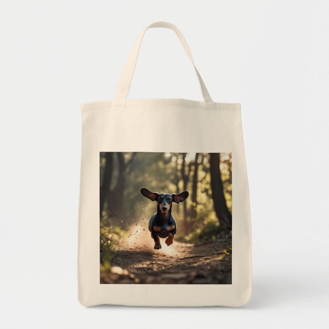 Dachshund Elegant Livsmedel Tote Bag Tygkasse (Framsidan)