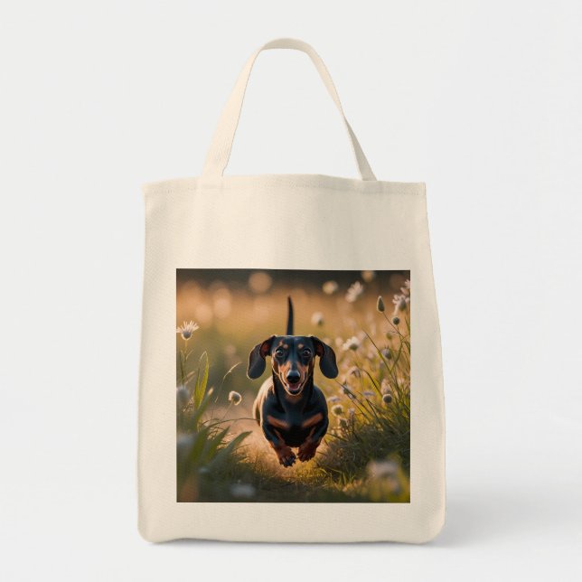 Dachshund Elegant Livsmedel Tote Bag Tygkasse (Framsidan)