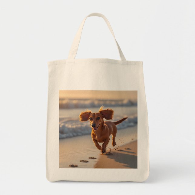 Dachshund Elegant Livsmedel Tote Bag Tygkasse (Framsidan)
