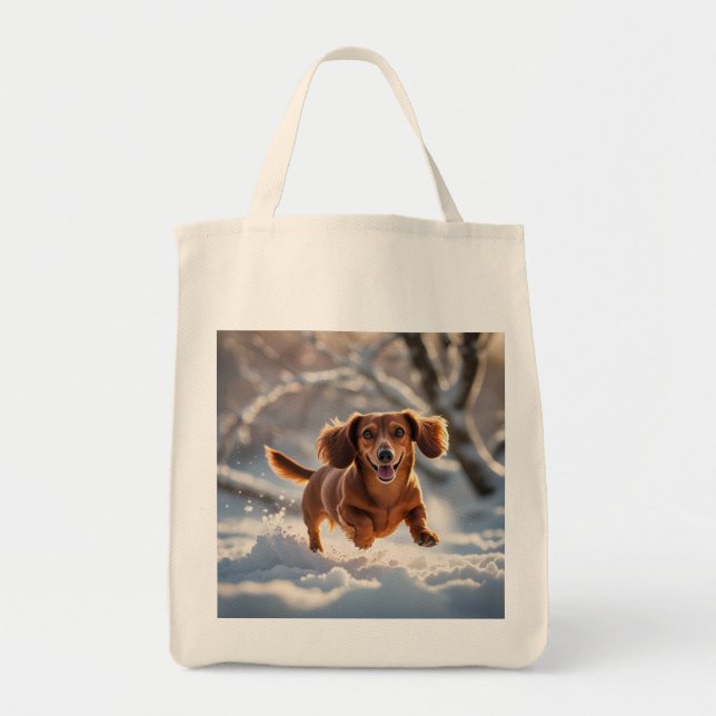 Dachshund Elegant Livsmedel Tote Bag Tygkasse (Framsidan)