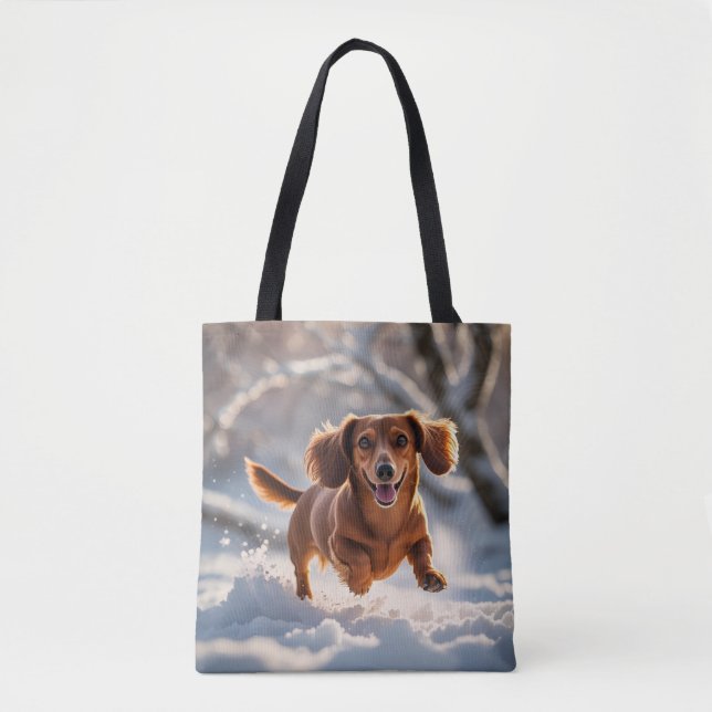 Dachshund Elegant Tote Bag Tygkasse (Framsida)