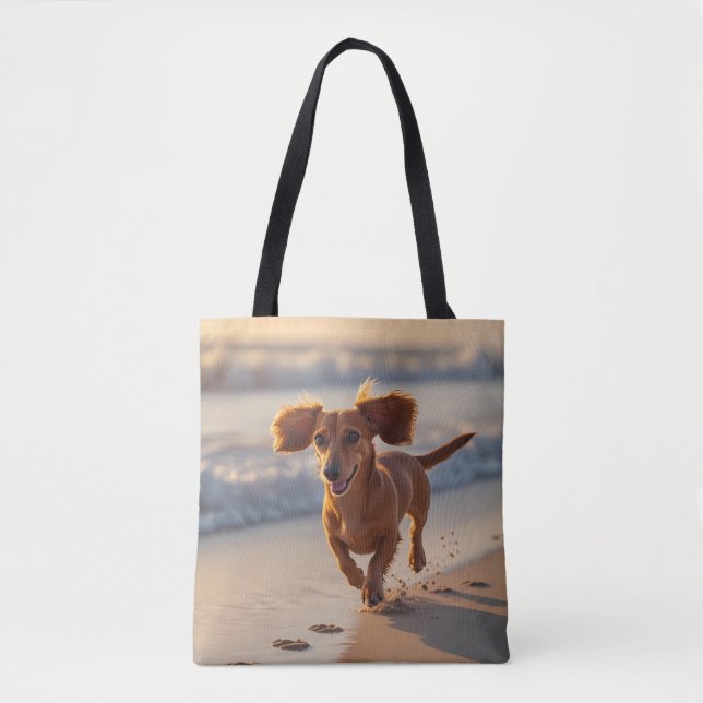 Dachshund Elegant Tote Bag Tygkasse (Framsida)