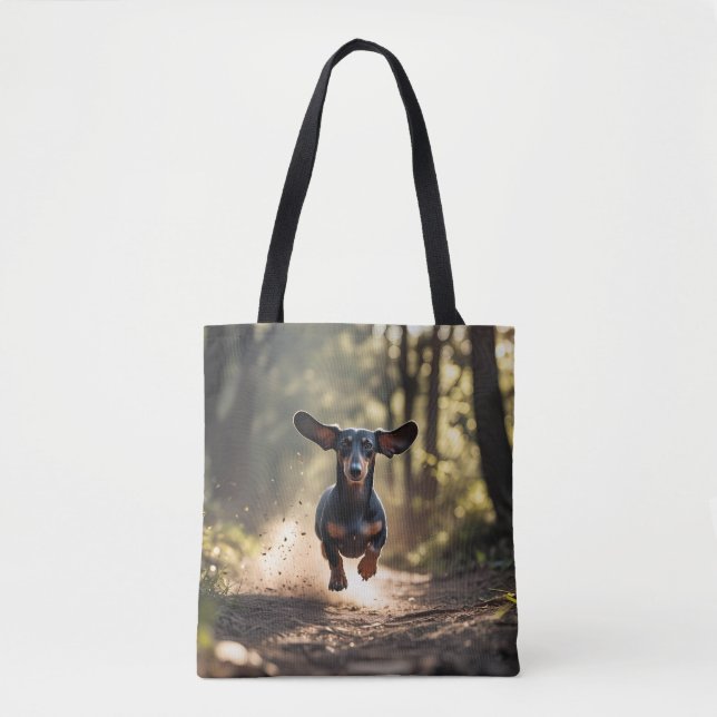 Dachshund Elegant Tote Bag Tygkasse (Framsida)