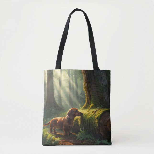 Dachshund Elegant Tote Bag Tygkasse (Framsida)