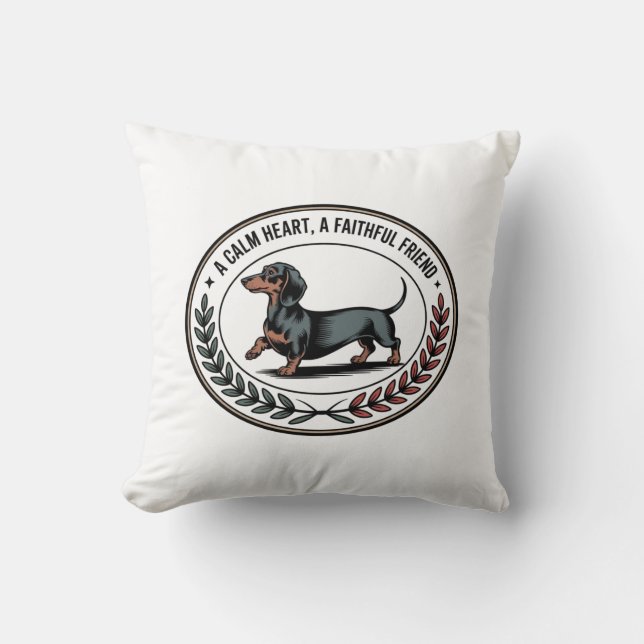 Dachshund Ett lugnt hjärta, en trogen vän Kudde (Framsida)