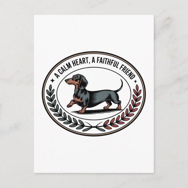 Dachshund Ett lugnt hjärta, en trogen vän Vykort (Framsida)