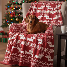 Dachshund Fair Isle Ugly jul Sweater Blanket Fleecefilt