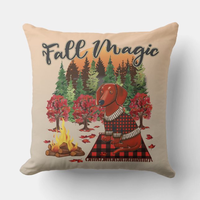 Dachshund Fall Magic Kudde (Framsida)