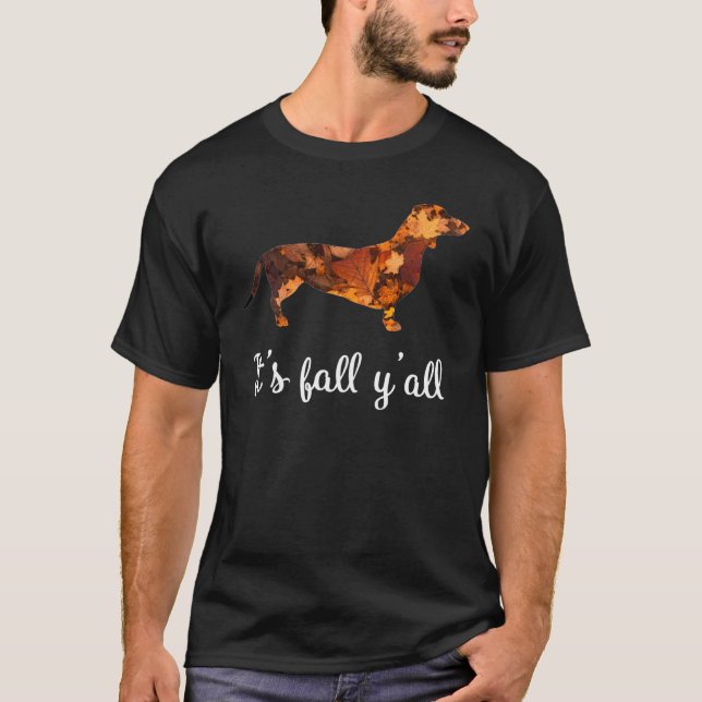 Dachshund Fall Yall Cute Womens T Shirt (Framsida)