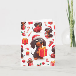 Dachshund Familj Julhälsningskort Kort