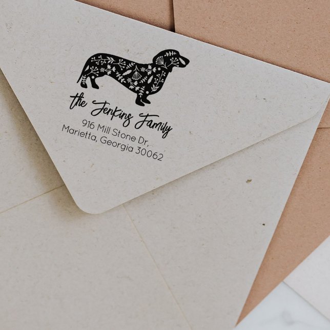 Dachshund-familjens Returadress Stämpel (Skapare uppladdad)