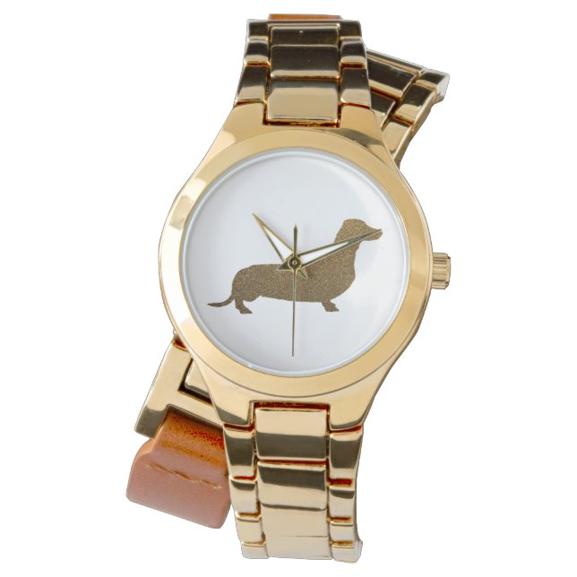 Dachshund Faux Glitter | Hund älskare-ikon Armbandsur (Framsida)