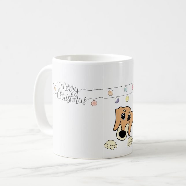 Dachshund fawn och krämsöppning tecknad kaffemugg (Framsida vänster)