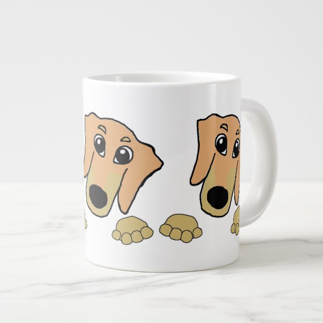 dachshund fawn och tan peeking tecknad jumbo mugg (Framsida höger)