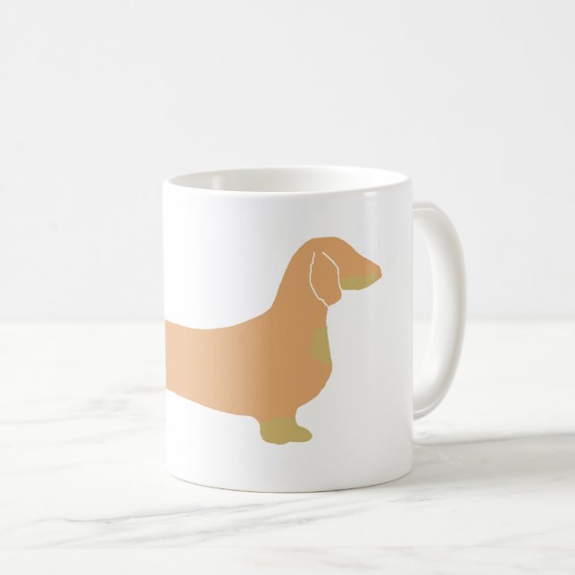 dachshund fawn och tan siluett kaffemugg (Framsida höger)