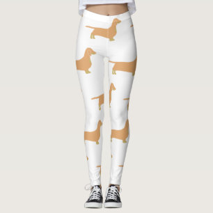 dachshund fawn och tan siluett leggings