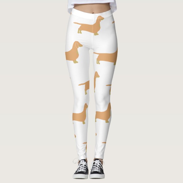 dachshund fawn och tan siluett leggings (Framsida)