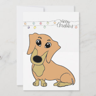 dachshund fawn och tan tecknad serie julkort