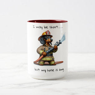 Dachshund Fire Fighter Två-Tonad Mugg