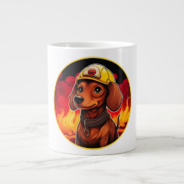 Dachshund firefighter jumbo mugg