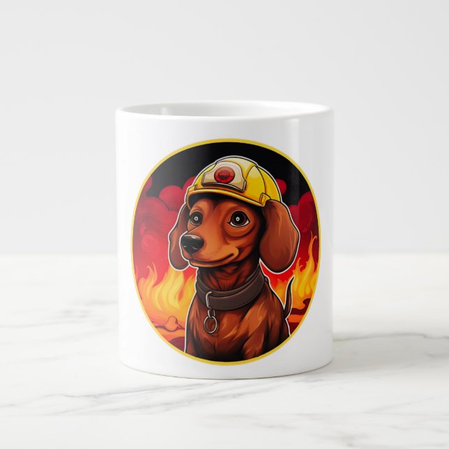 Dachshund firefighter  jumbo mugg (Framsidan)