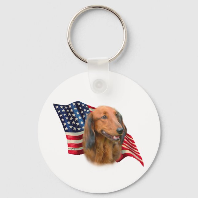 Dachshund Flagga Nyckelring (Framsida)