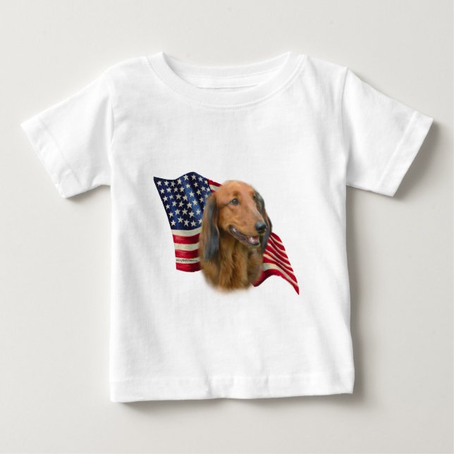 Dachshund Flagga T-shirt (Framsida)