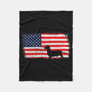 Dachshund Flagga Vintage Fleecefilt