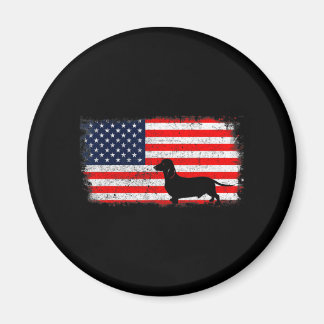Dachshund Flagga Vintage Magnet