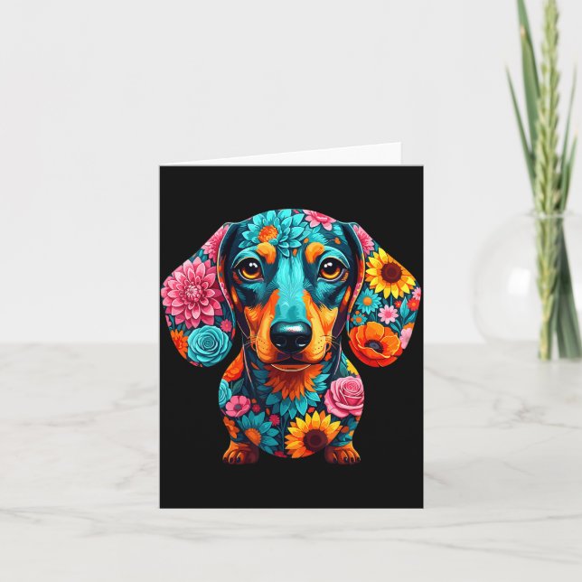 Dachshund Flower Funny Dog  Kort (Framsida)