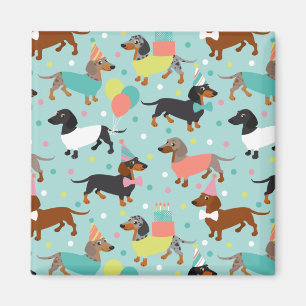 Dachshund Födelsedagsfest Firande Magnet