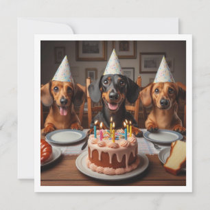 Dachshund-födelsedagskort, Dachshund-kort, Dachshu Inbjudningar