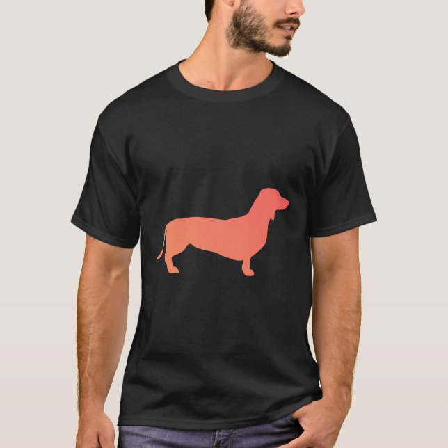 Dachshund för övertoning av orange t shirt (Framsida)