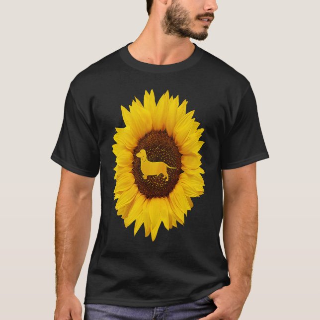 Dachshund  For Women Men Sausage Dog Sunflower T Shirt (Framsida)
