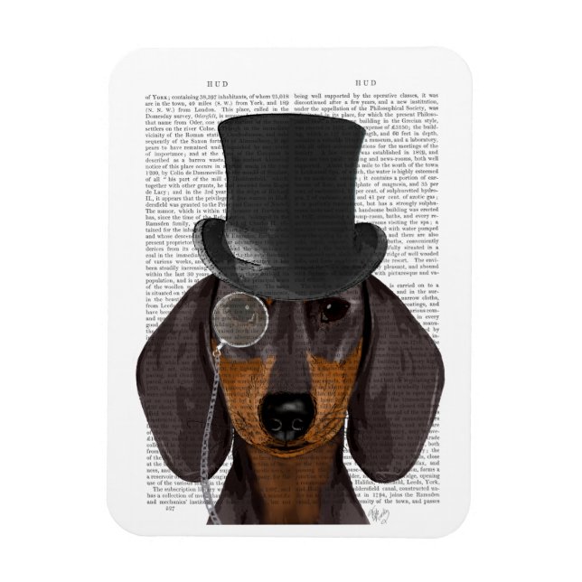 Dachshund, Formal Hound and Hat Magnet (Vertikal)