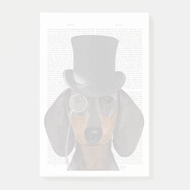 Dachshund, Formal Hound and Hat Post-it Block (Framsida)