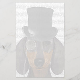 Dachshund, formell hund och hatt brevpapper