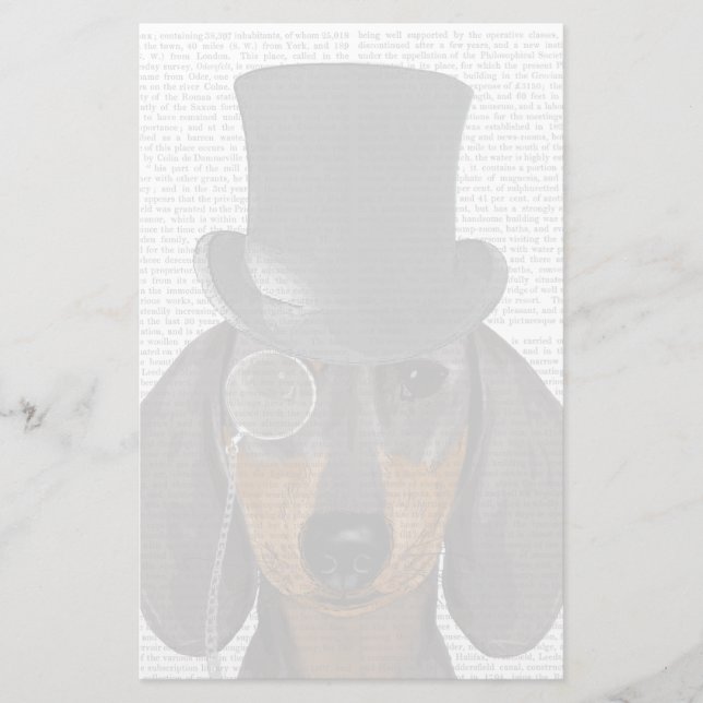 Dachshund, formell hund och hatt brevpapper (Framsida)
