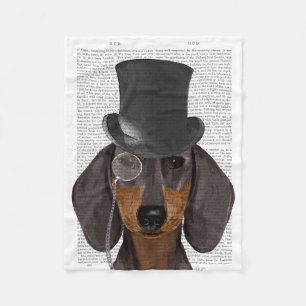 Dachshund, formell hund och hatt fleecefilt