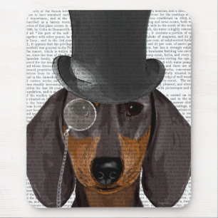 Dachshund, formell hund och hatt musmatta