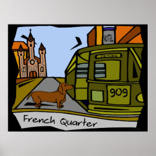 Dachshund Fransk Quarter Streetcar Poster