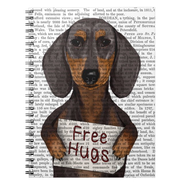 Dachshund Free Hugs Anteckningsbok Med Spiral (Framsidan)