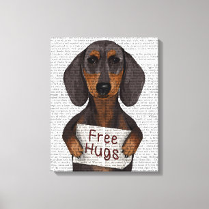 Dachshund Free Hugs Canvastryck